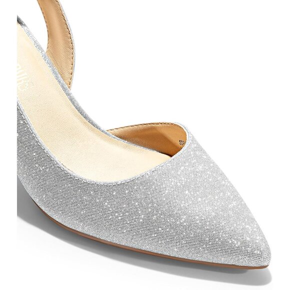 Dream Pairs Women Silver Faux Suede Pointed Toe Slingback Low Kitten Heels - Picture 5 of 7